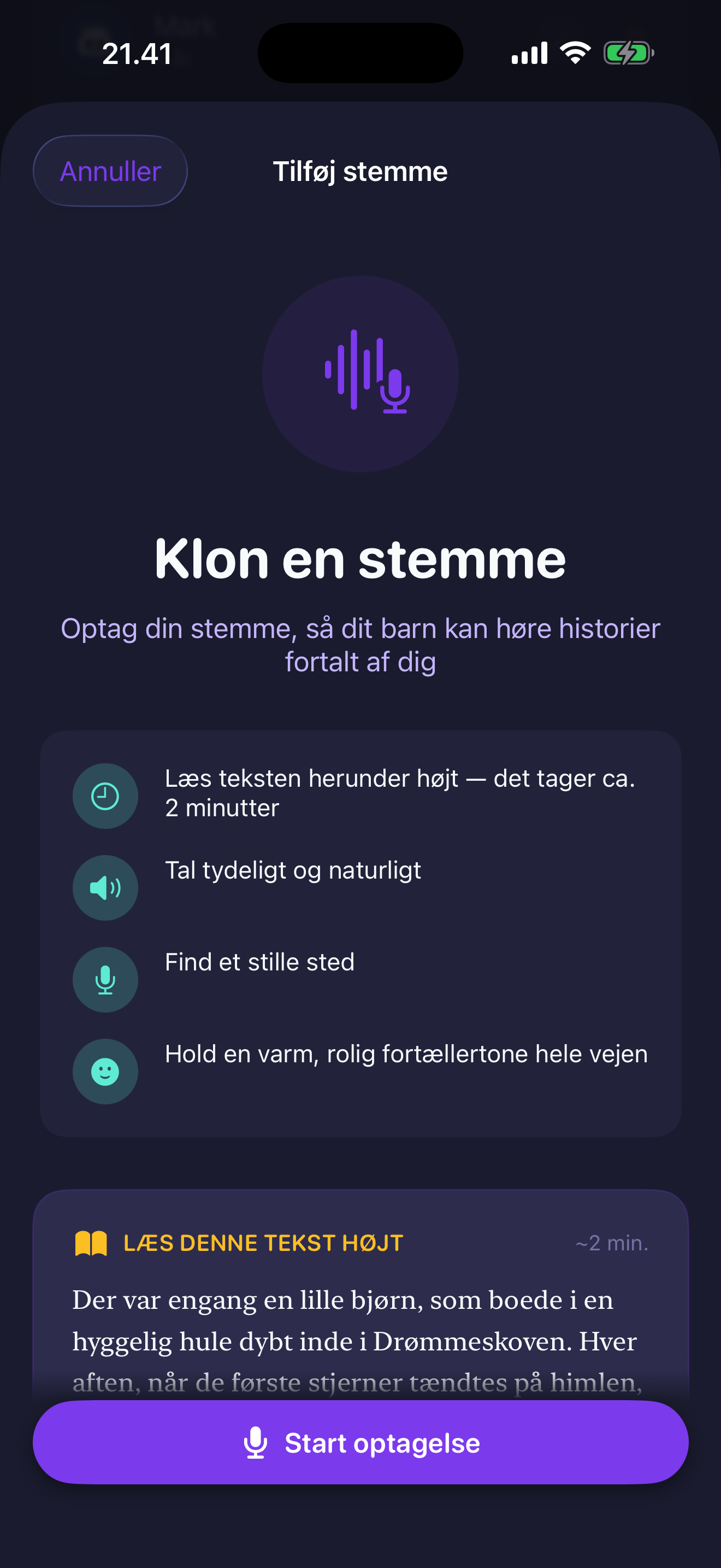 Voice clone recording
